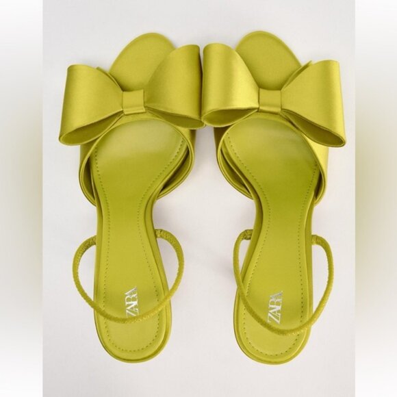 SATIN EFFECT BOW HIGH HEEL SANDALS - Picture 2 of 5